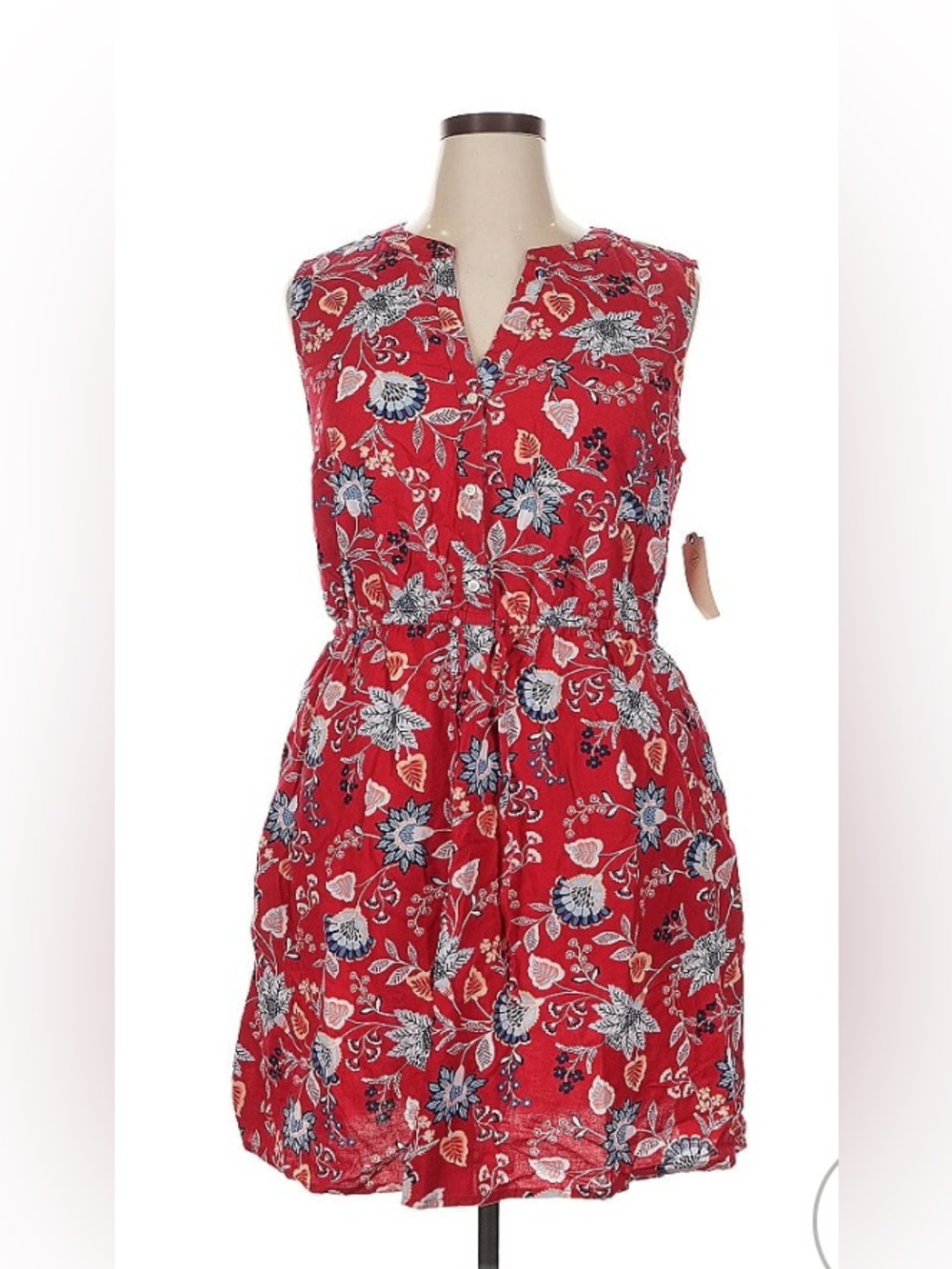 St. John's Bay Red Floral Sleeveless Dress